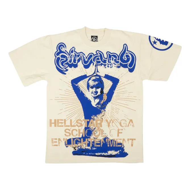 380036 Hellstar Studios Yoga Tee 'Cream/Blue'