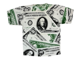 (90s) $100 Bill Benjamin Franklin All Over Print Money T-Shirt