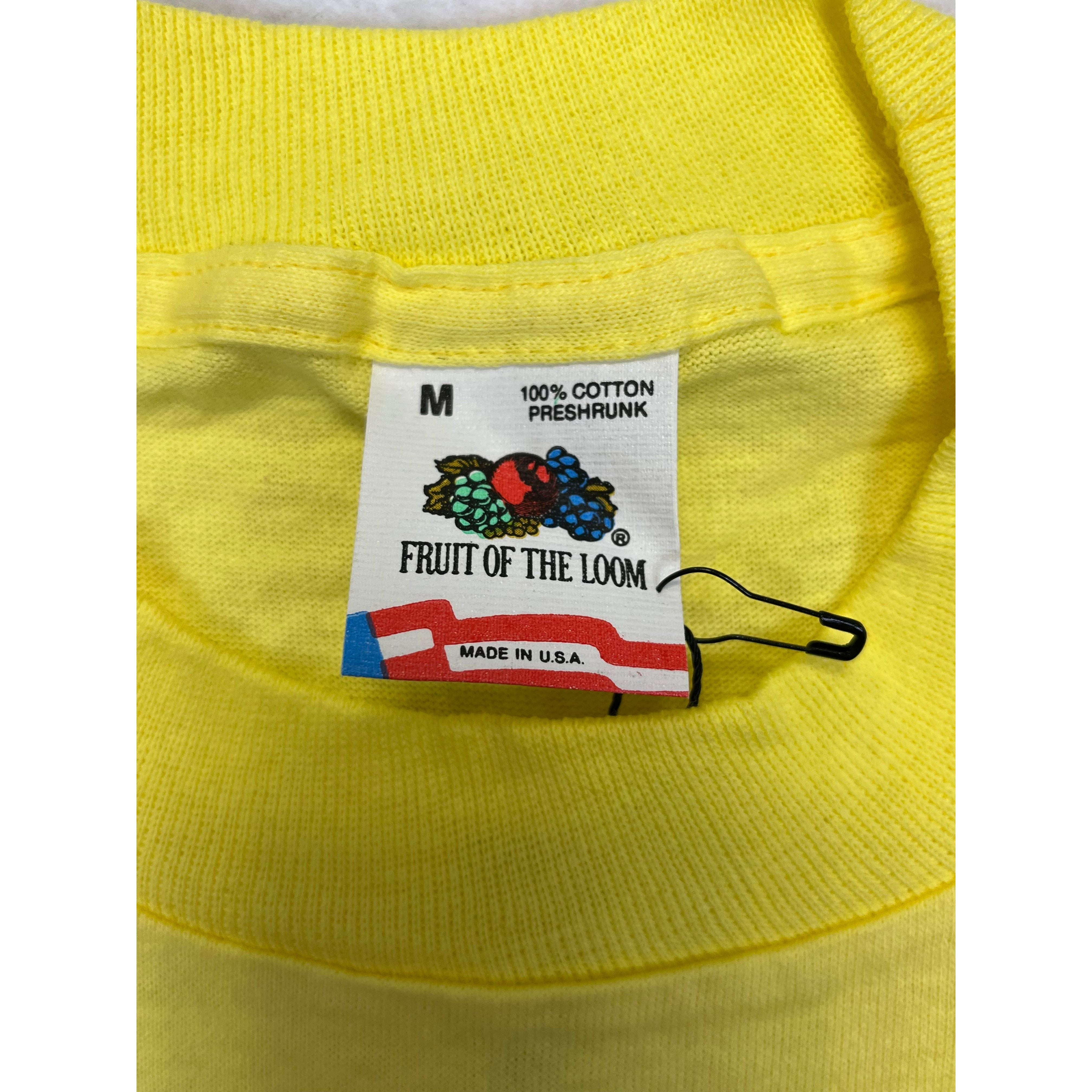 269029 (1990) Shit Happens, Sprint Car Racing Double Sided Yellow T-Shirt m