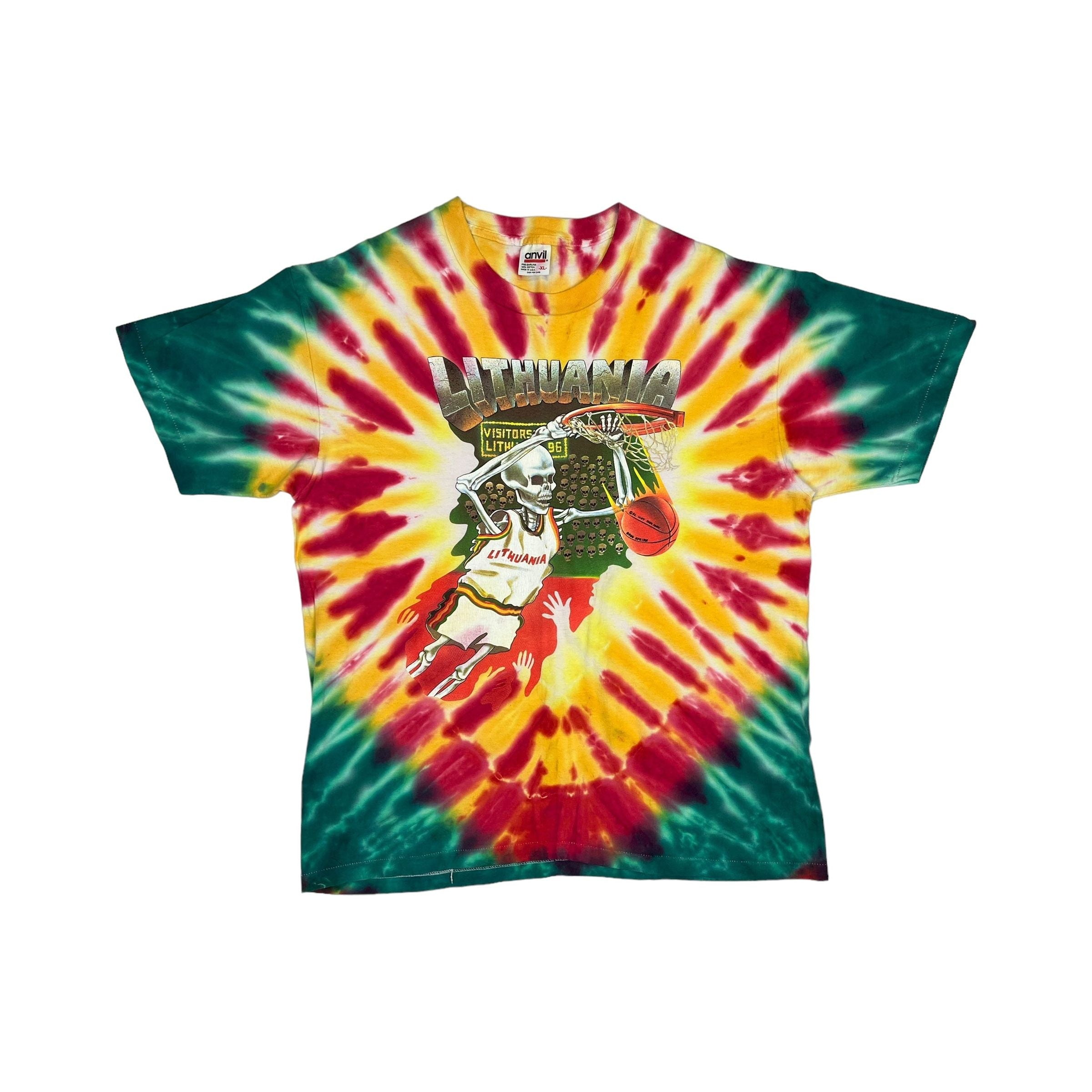 264694 (1992) Lithuania Olympic Basketball Bronze Medal Tie Dye T-Shirt