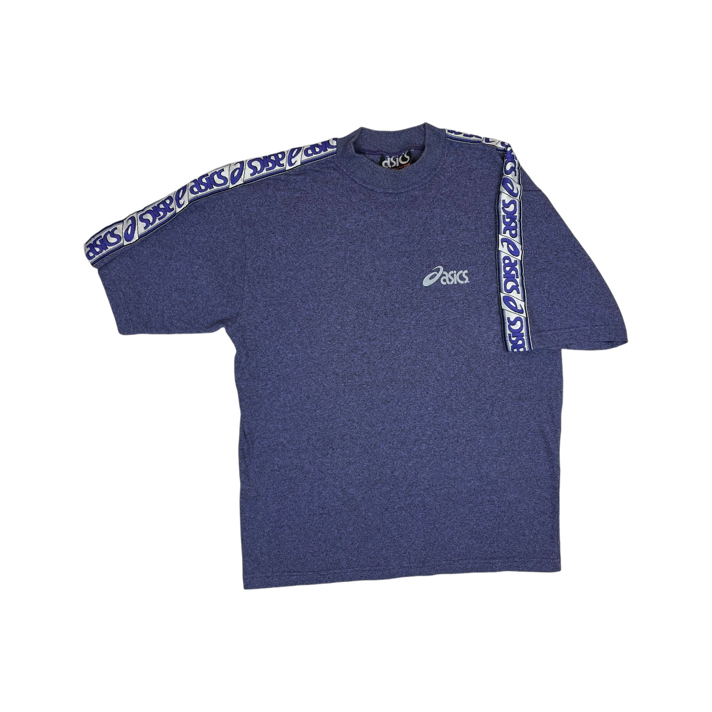 256534 (90s) Asics Purple Sleeve Logo T-Shirt