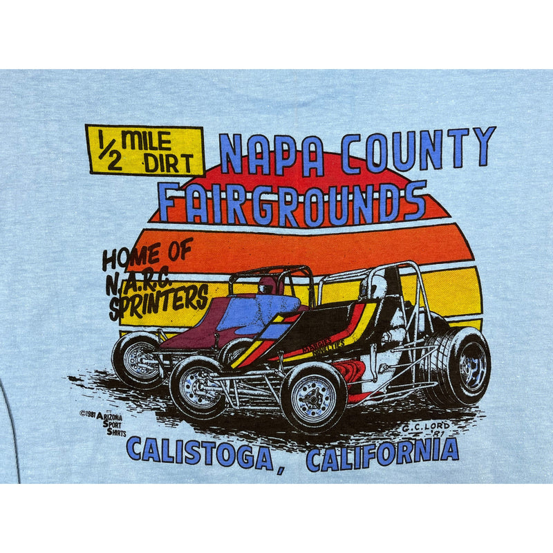 (1981) On the 8th Day God Created... Dirt Track Racing Blue T-Shirt