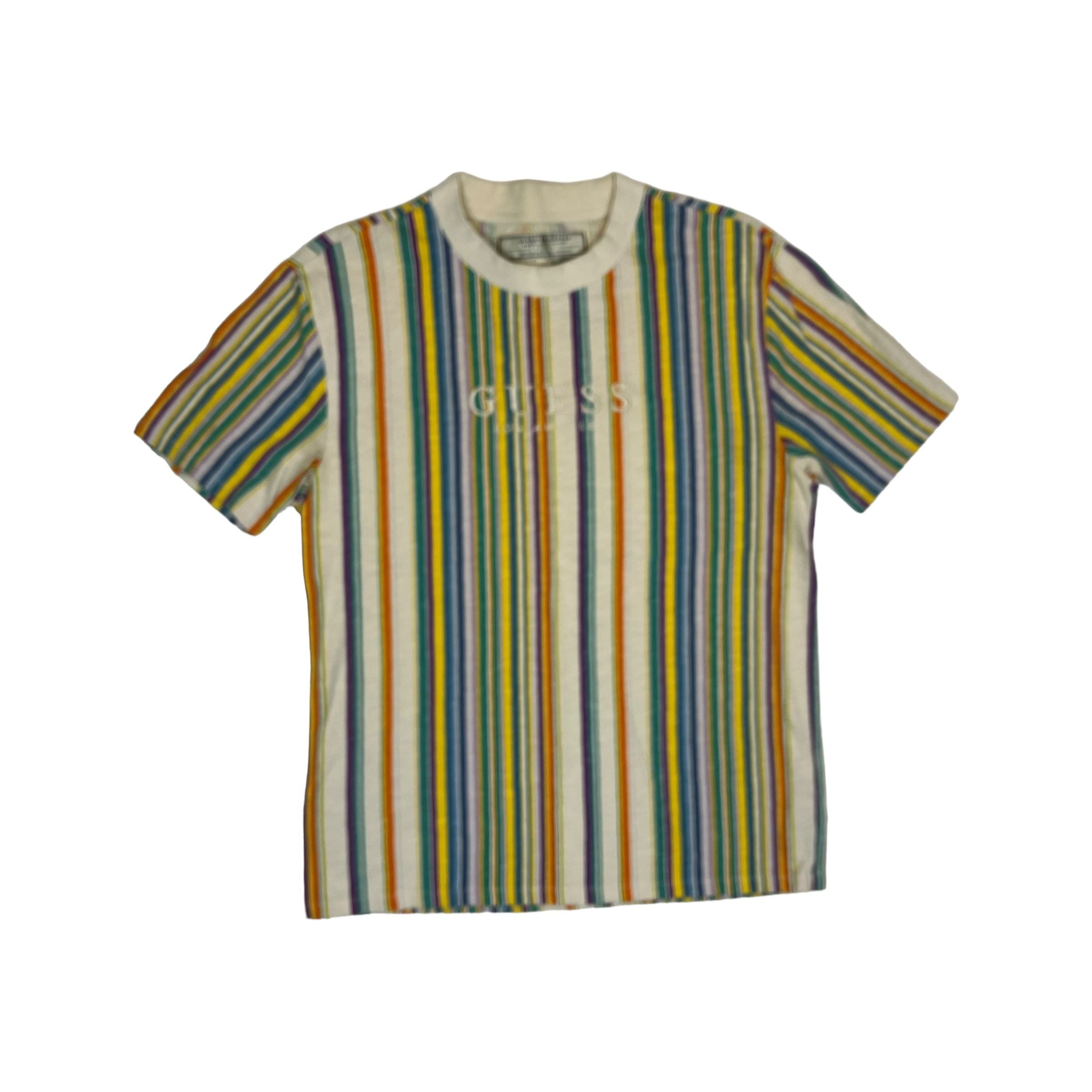 264697 (modern) Guess Multi Color Vertical Striped T-Shirt