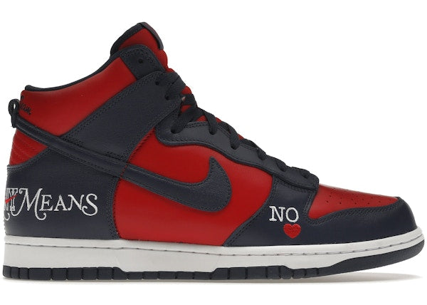 Supreme x Dunk High SB 'By Any Means - Red Navy'