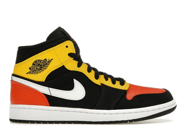 Jordan 1 Mid Black Amarillo Orange