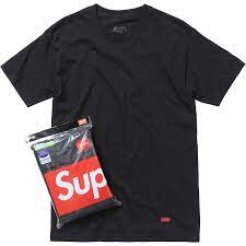 [415161] Supreme Hanes Tagless Tees (3 Pack) Black
