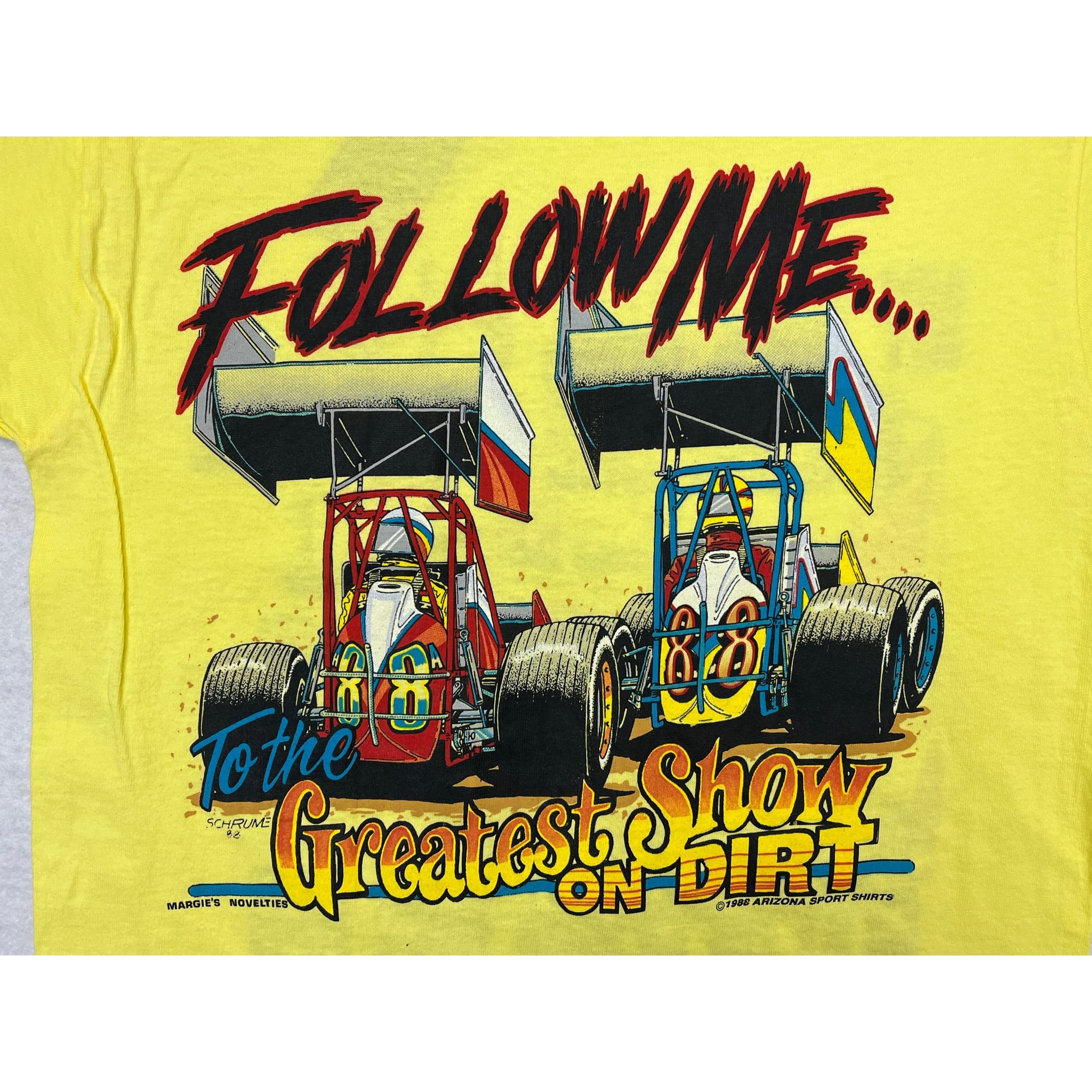 269001 (1988) I'm Gonna Miss My Wife, Sprint Car Dirt Racing Yellow T-Shirt m
