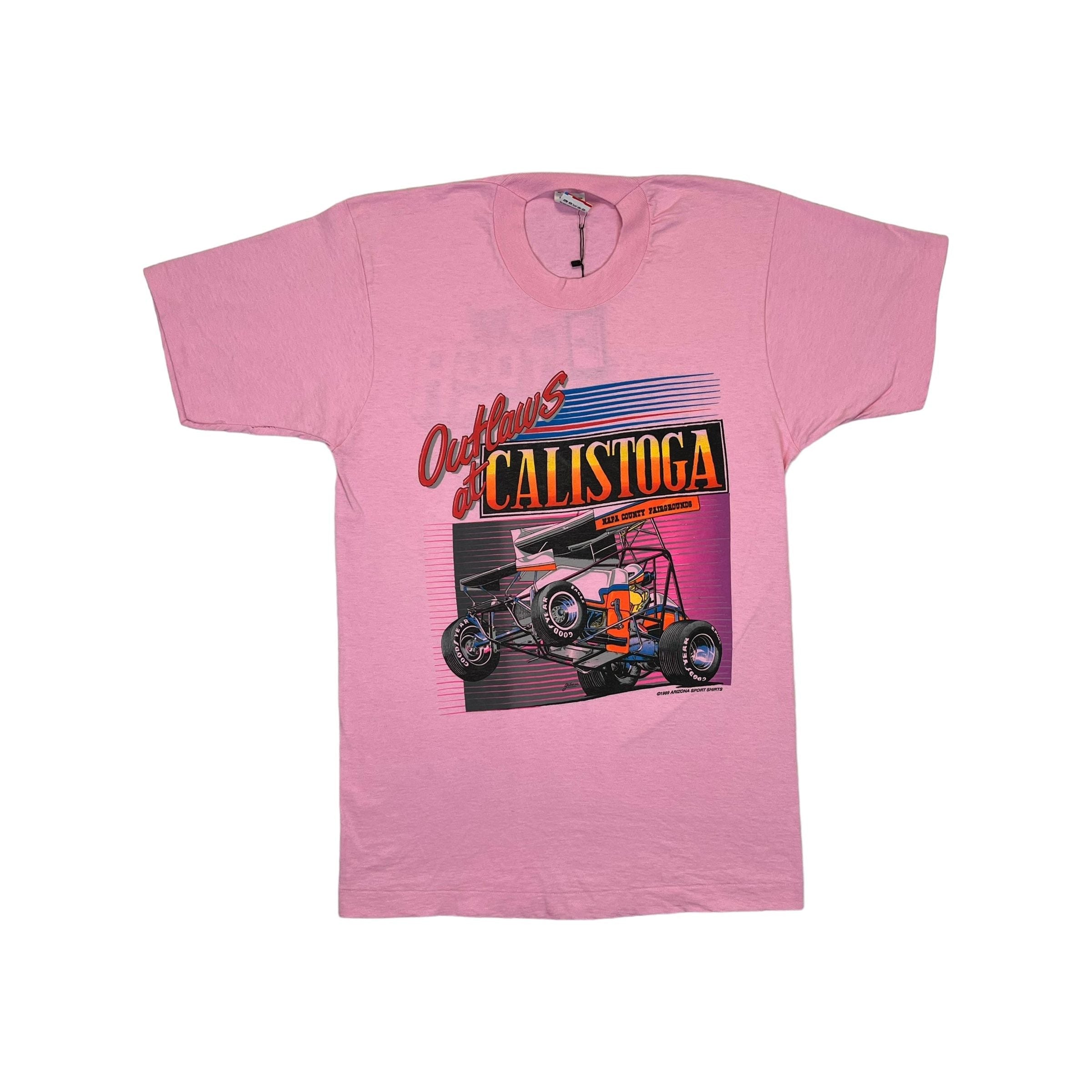 268973 (1989) Outlaws of Calistoga Speedway Napa County Pink T-Shirt
