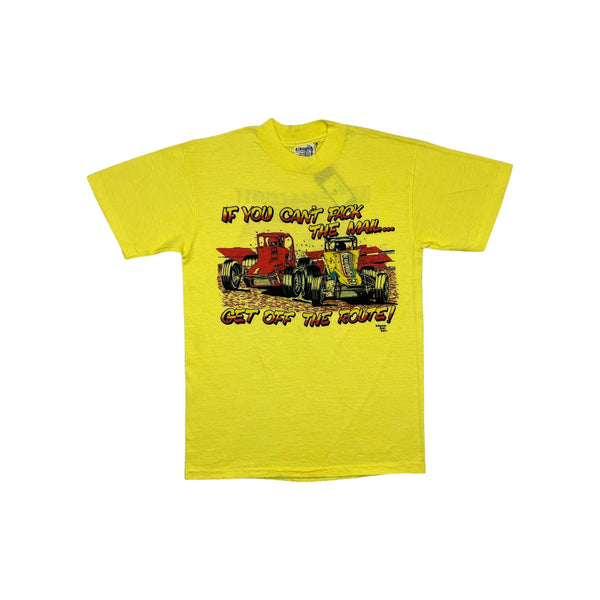 (80s) Sprint Car Dirt Track Mail Racing Pun Yellow T-Shirt s