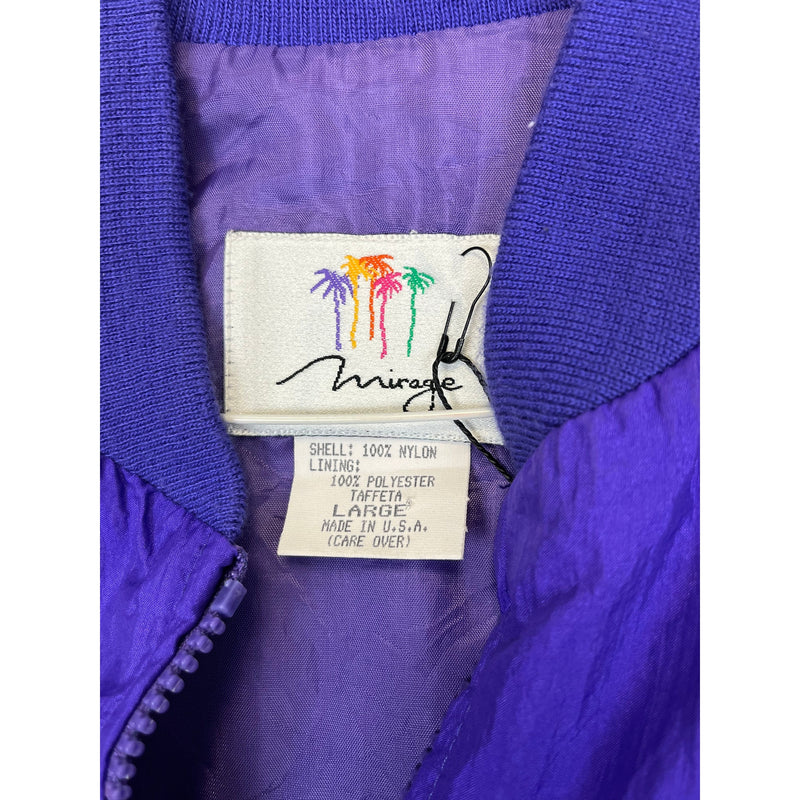 (90s) Mirage Las Vegas Hotel Neon Purple Bomber Jacket