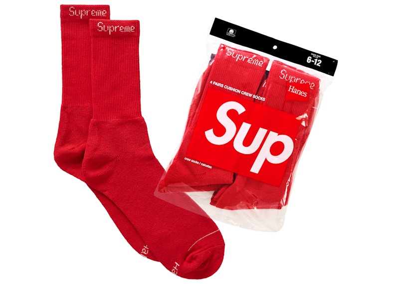 376556 Supreme Hanes Socks (4 Pack) Red