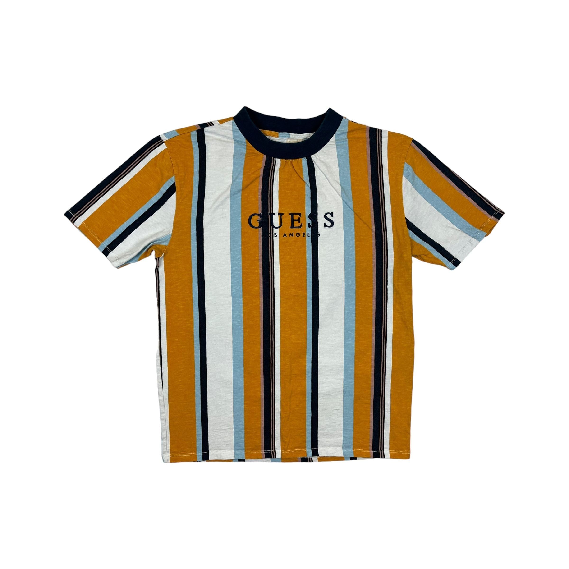 273287 (00s) Guess Embroidered Navy Vertical Striped T-Shirt