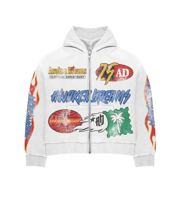 776284 Awoken Dreams Dept White Zip Hoodie