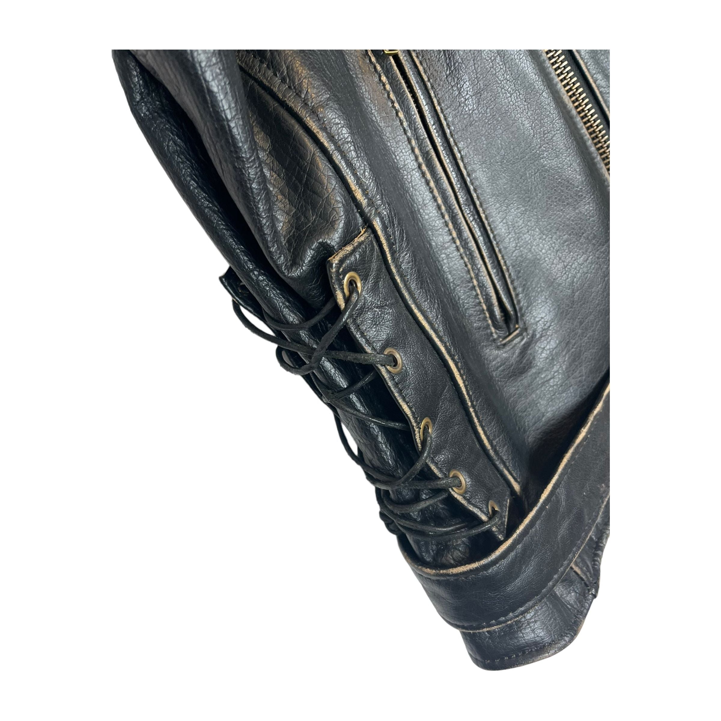 268025 (00s) Unik 'Live to Ride' Motorcycle Biker Leather Jacket