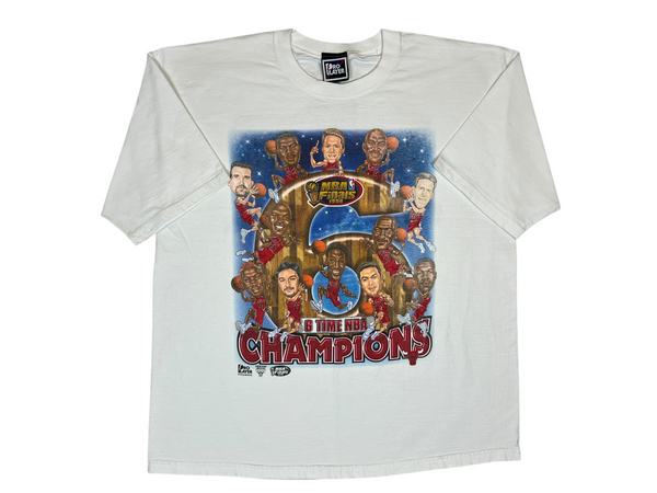 (1998) Chicago Bulls '6 Time NBA Champions' Team Caricature T-Shirt