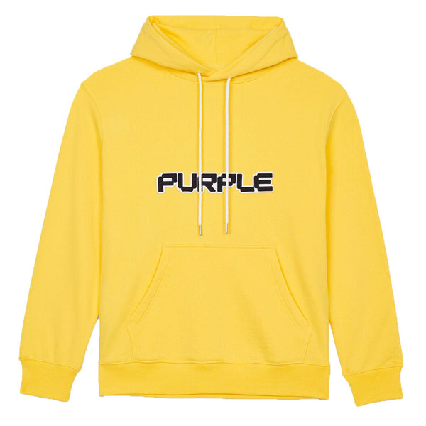 Purple Brand French Terry Pullover Hoodie - Geo Wordmark Cyber Yellow