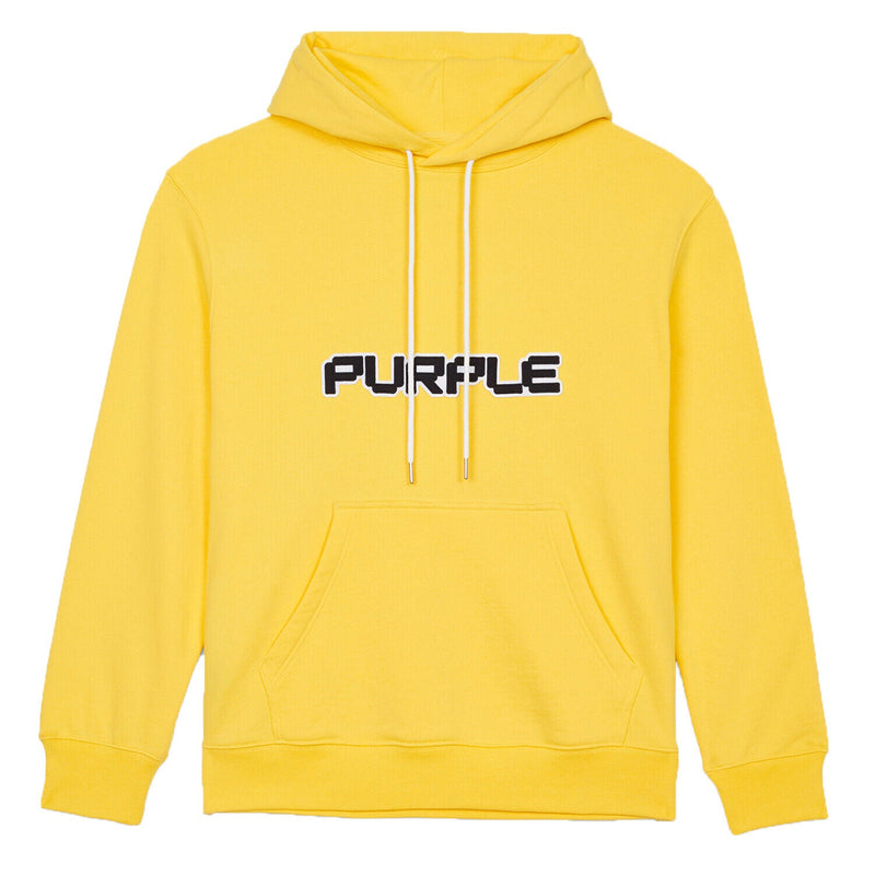 Purple Brand French Terry Pullover Hoodie - Geo Wordmark Cyber Yellow