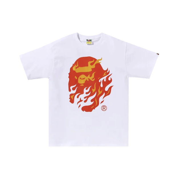 BAPE Flame Ape Head Tee 'White/Red'