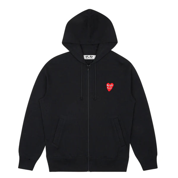 COMME DES GARCONS PLAY Black Double Red Heart Zip Up Hoodie