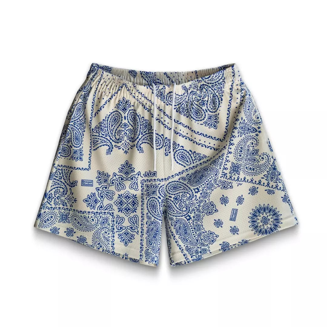 265266 Bravest Studios Shorts Cream Royal Paisley