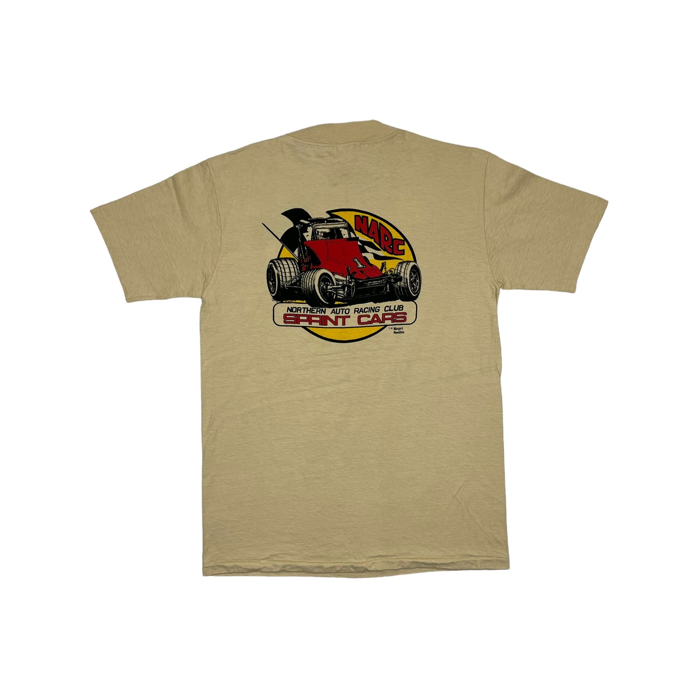 268900 (80s) Sprint Car Dirt Track Mail Racing Pun Beige T-Shirt
