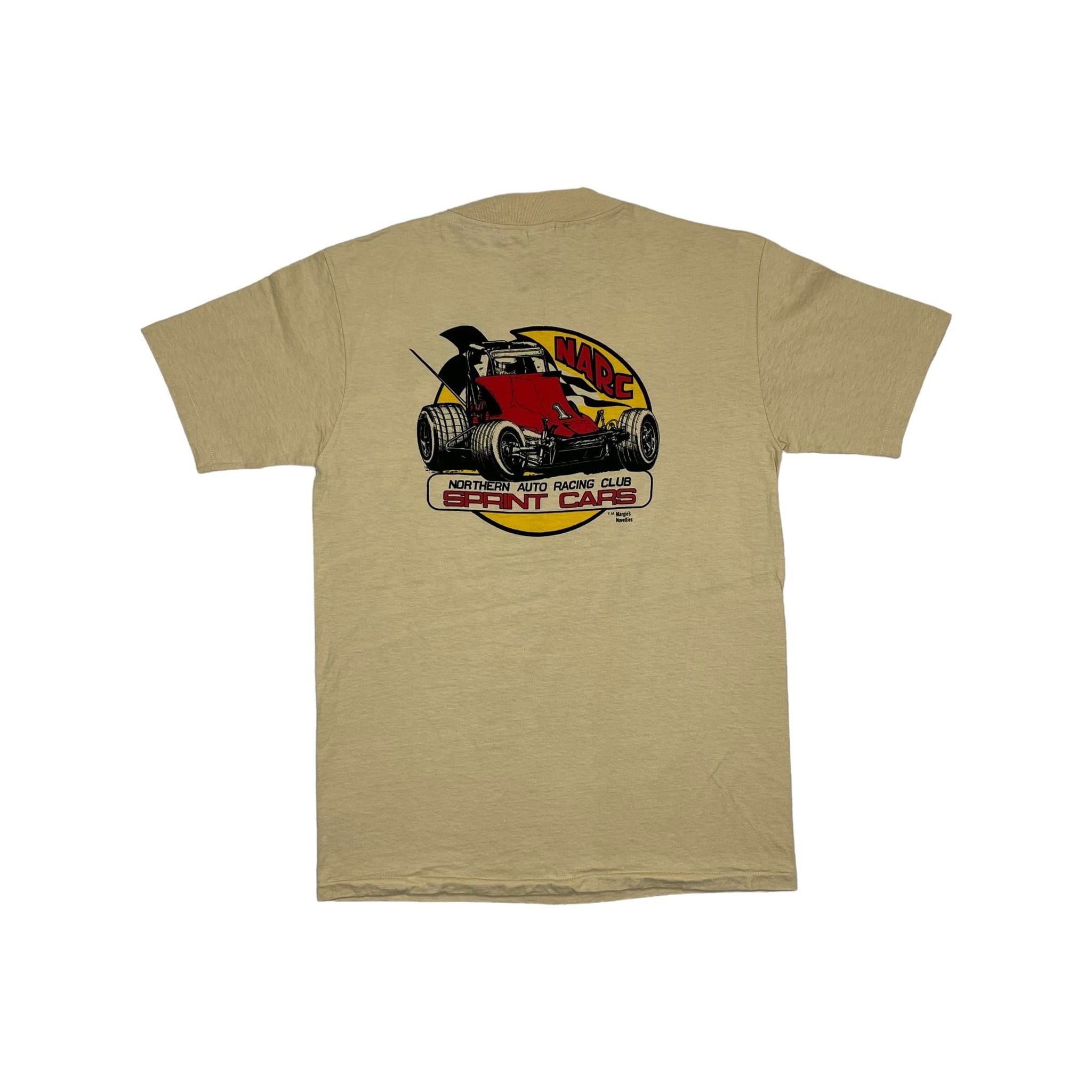 268900 (80s) Sprint Car Dirt Track Mail Racing Pun Beige T-Shirt
