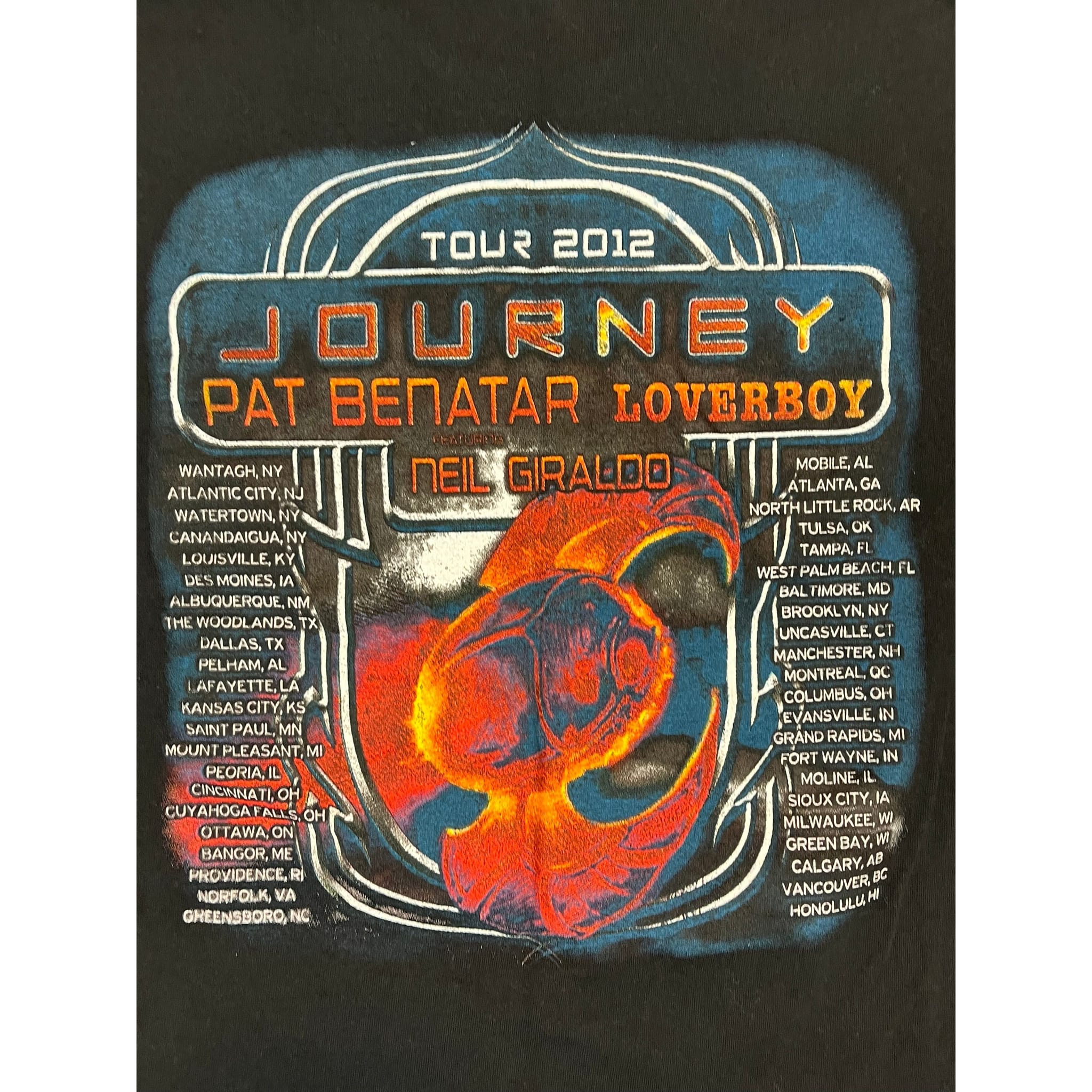 268027 (2012) Journey 'Flying Beetle' Pat Benatar & Loverboy Concert T-Shirt