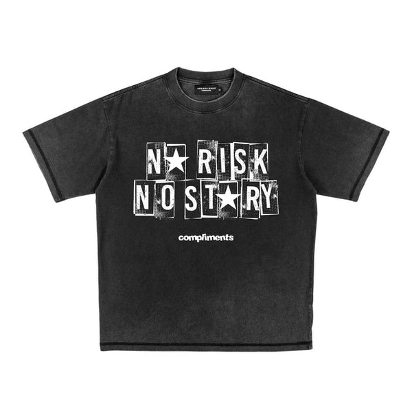Compliments No Risk, No Story Black Vintage Tee