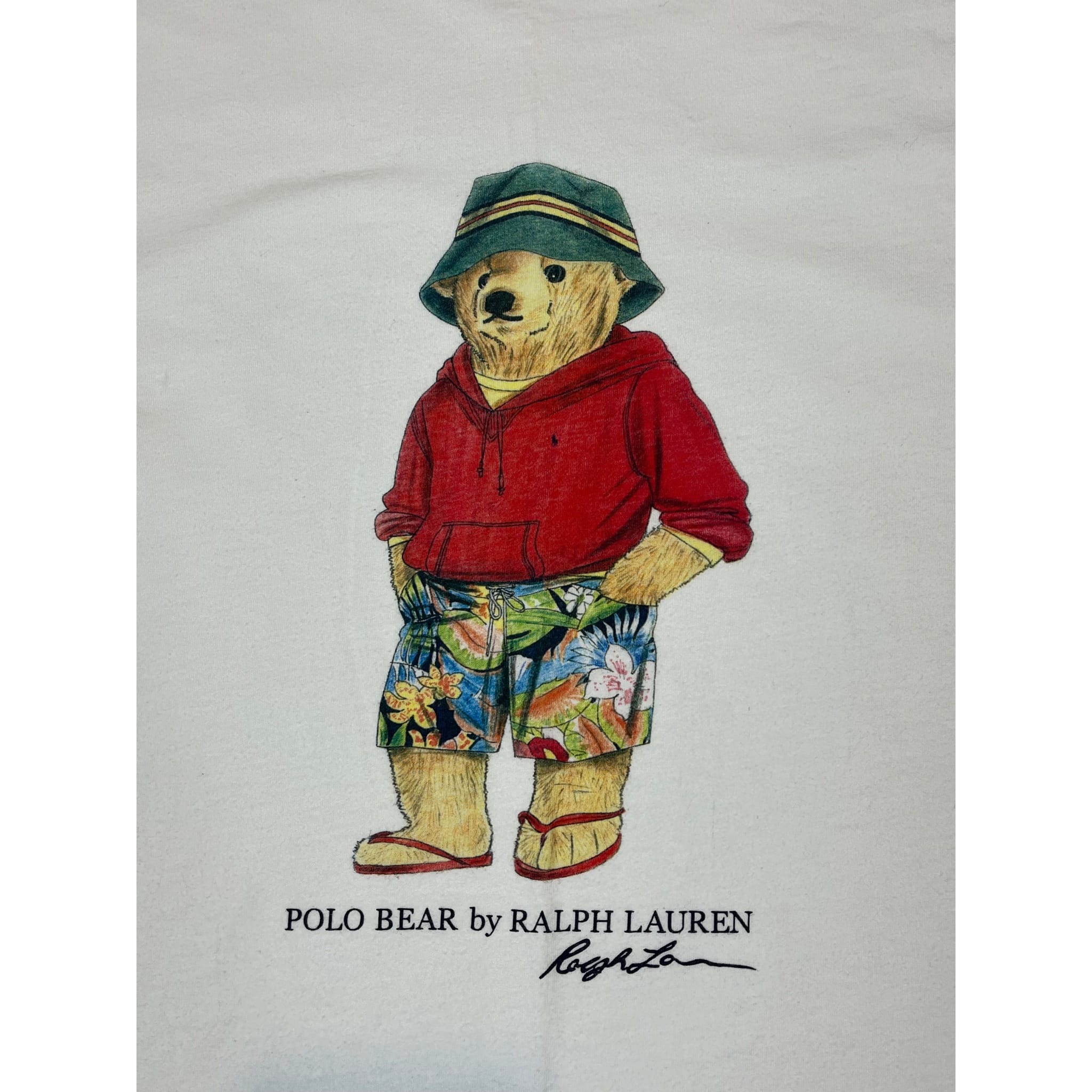 268218 (90s) Polo Bear Ralph Lauren Hoodie & Floral Shorts T-Shirt