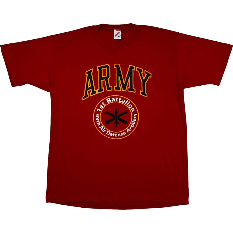 (90s) Army 1st Battalion Air Defense Military Red T-Shirt