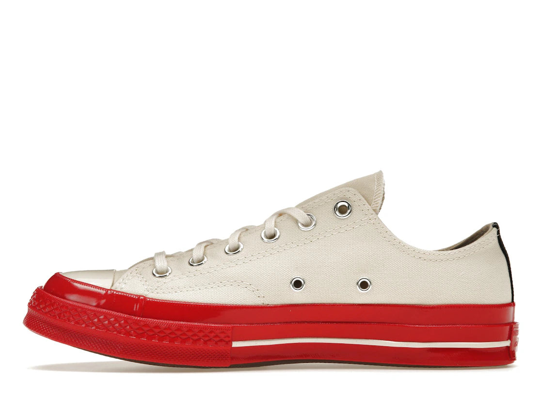 588912 Comme des Garcons PLAY Converse Chuck Taylor All Star 70 Ox White Egret Red Midsole