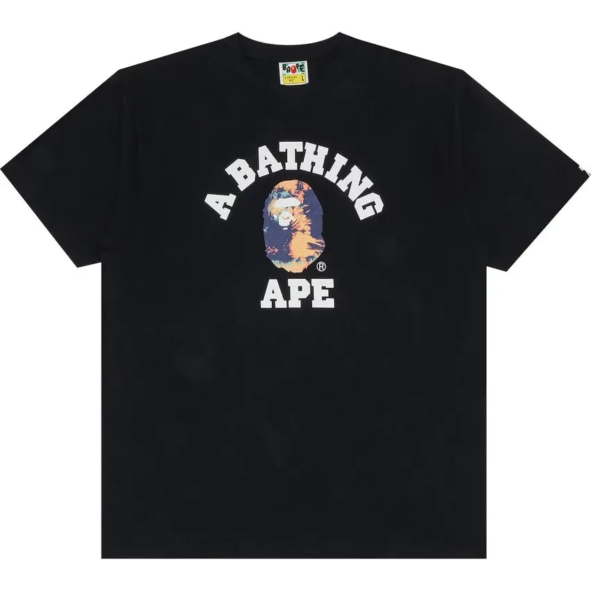276381 BAPE Tie Dye College Tee 'Black/Navy'