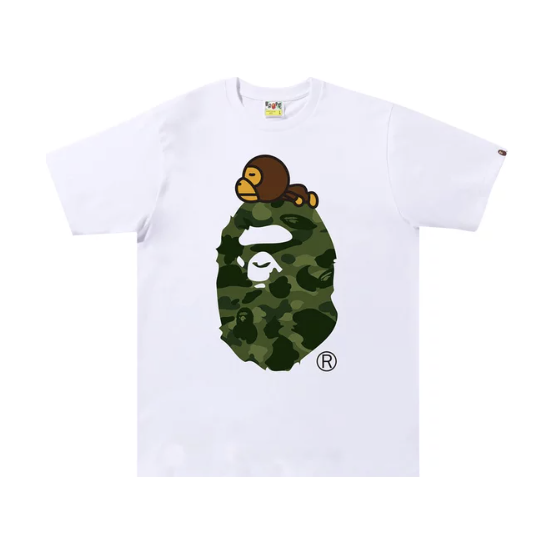 257777 BAPE ABC Camo Milo on Big Ape Tee 'White/Green'