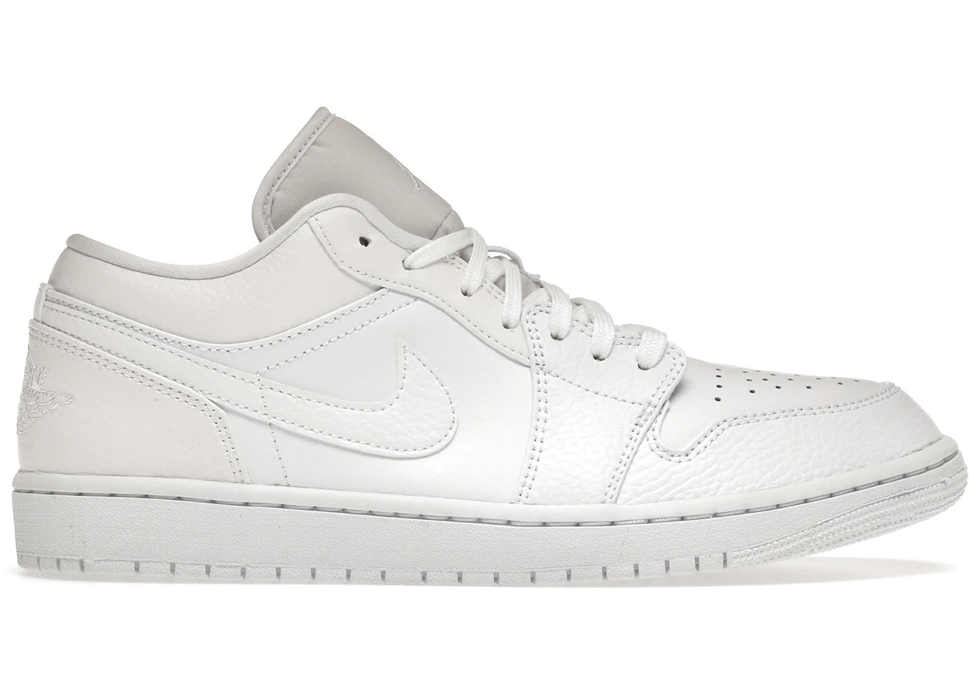 440587 Jordan 1 Low Triple White Tumbled Leather