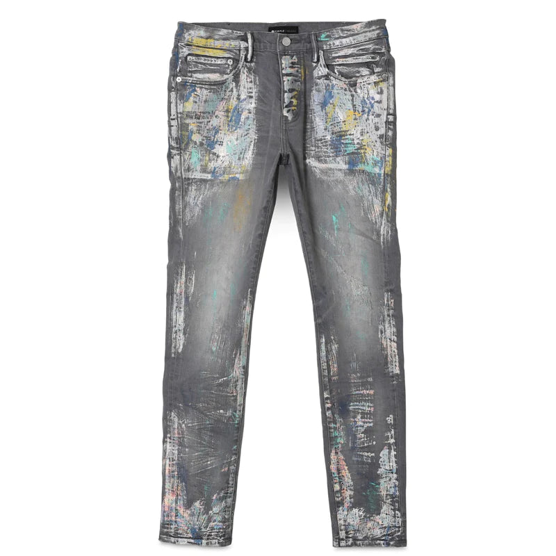 PURPLE BRAND IRIDESCENT PAINTER GREY JEANS