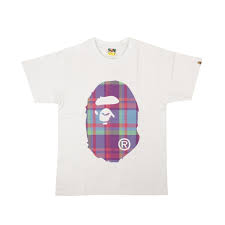 BAPE Front Logo Ape Tee 'Purple Plaid'