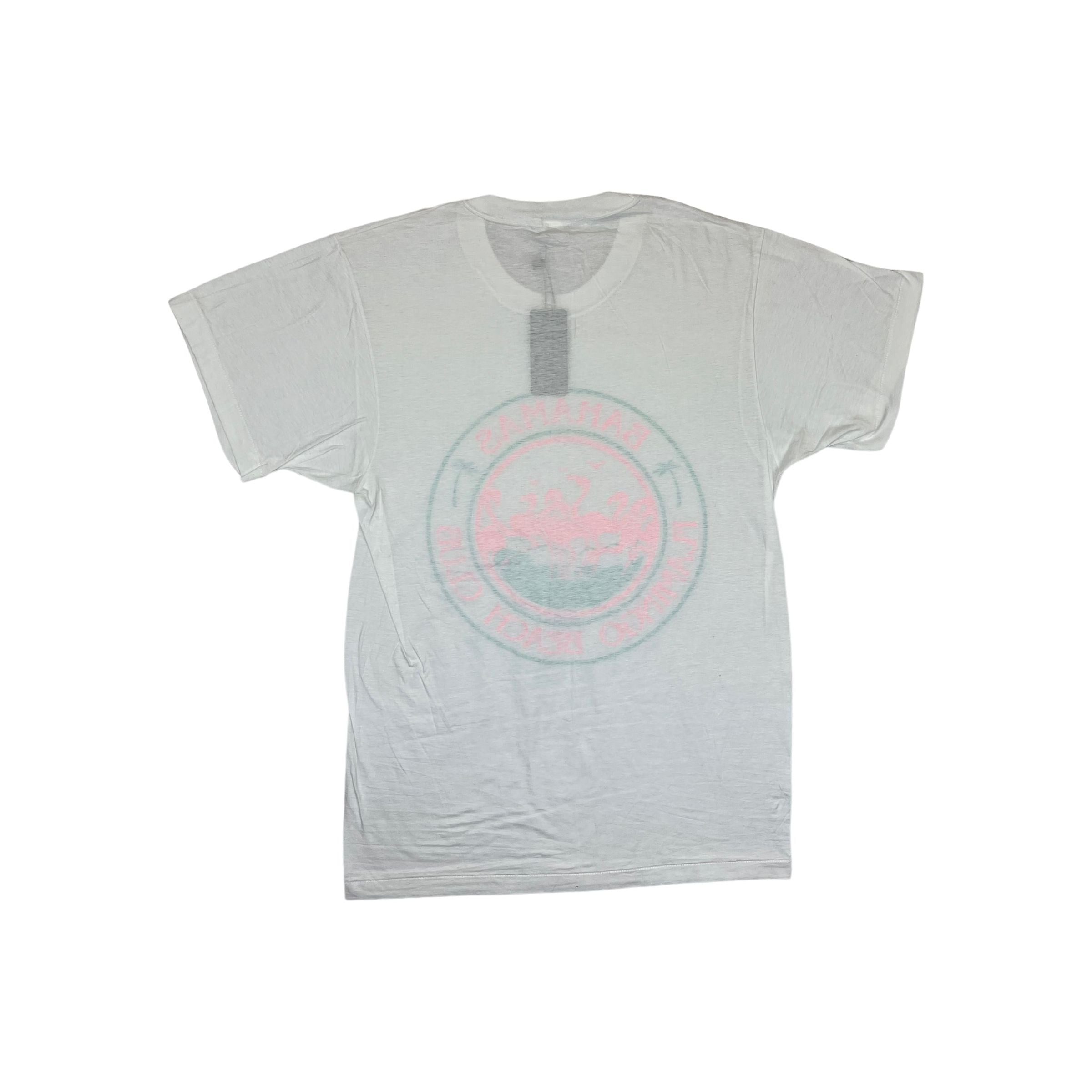 272922 (80s) Bahamas Flamingo Beach Club Vacation Graphic T-Shirt