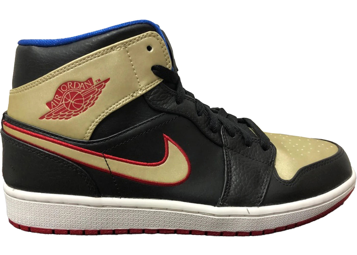 820982 Jordan 1 Mid Black Gold Red