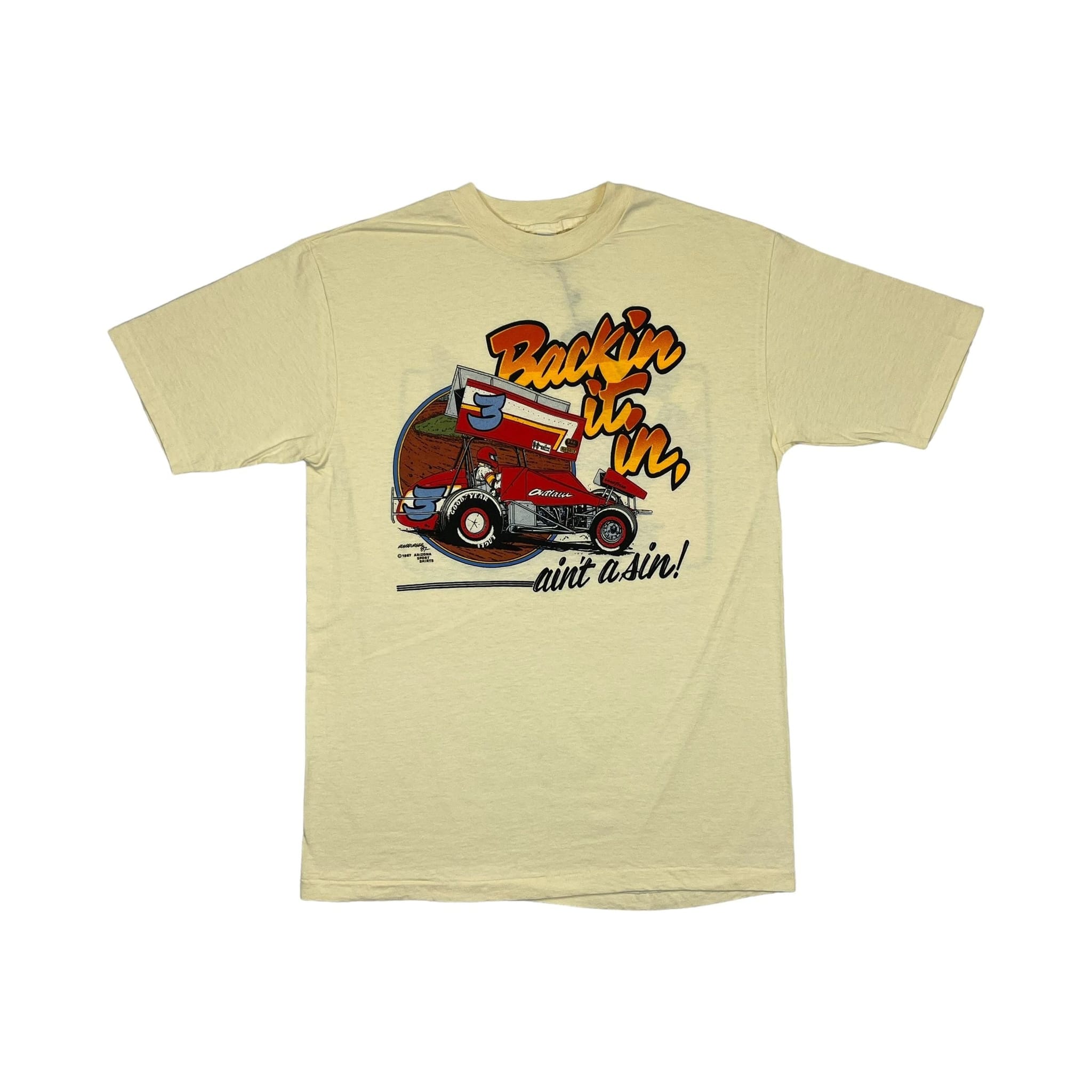 268933 (1987) Backin' It In, Ain't a Sin NARC Racing Club Beige T-Shirt