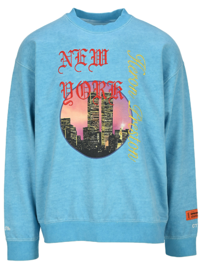 Heron Preston New York Print Sweater Blue Multi