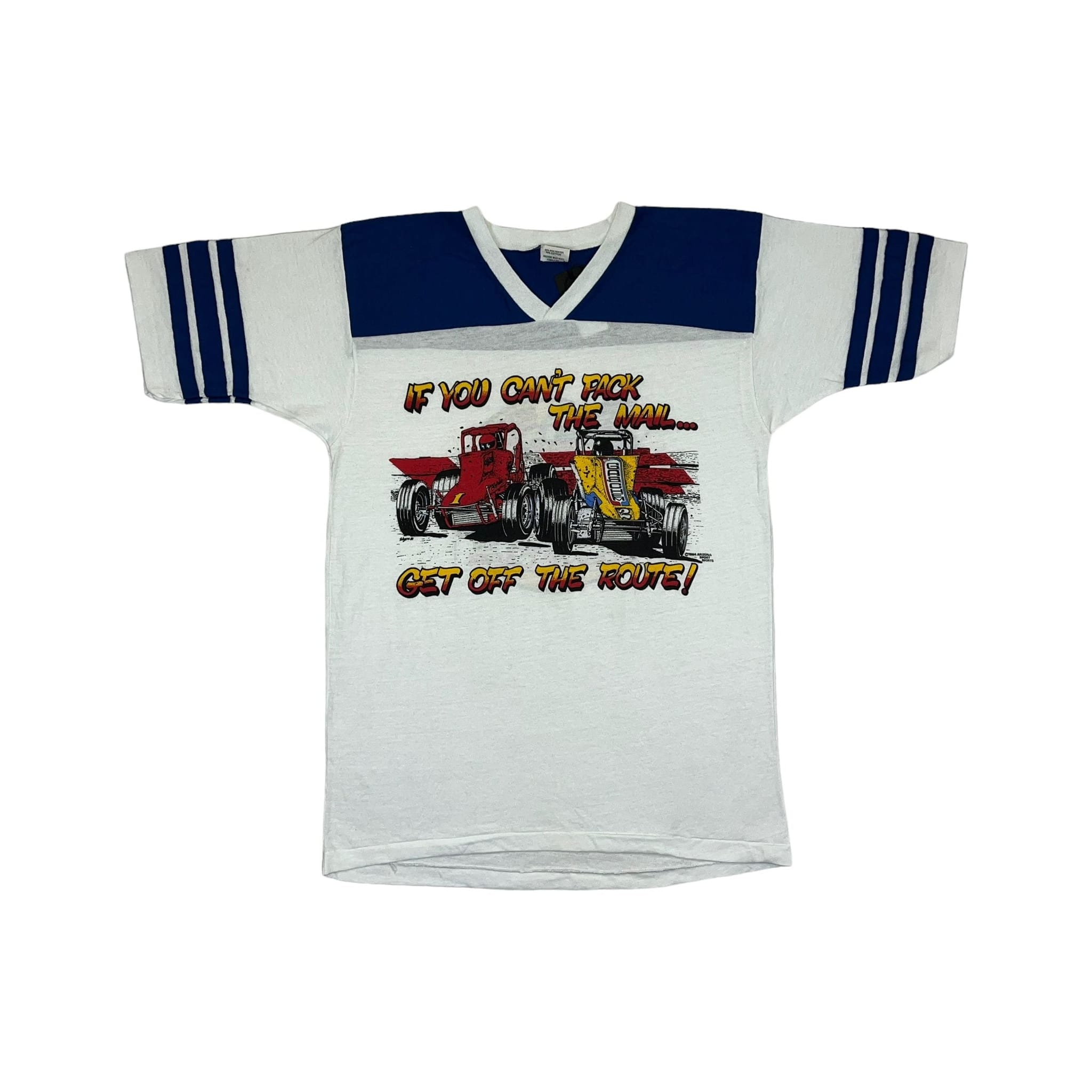 268899 (1984) Sprint Car Dirt Track Mail Racing Pun Jersey T-Shirt