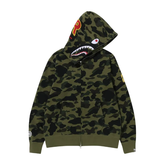 BAPE 1st Camo 2nd Shark Full Zip Hoodie 'Green'