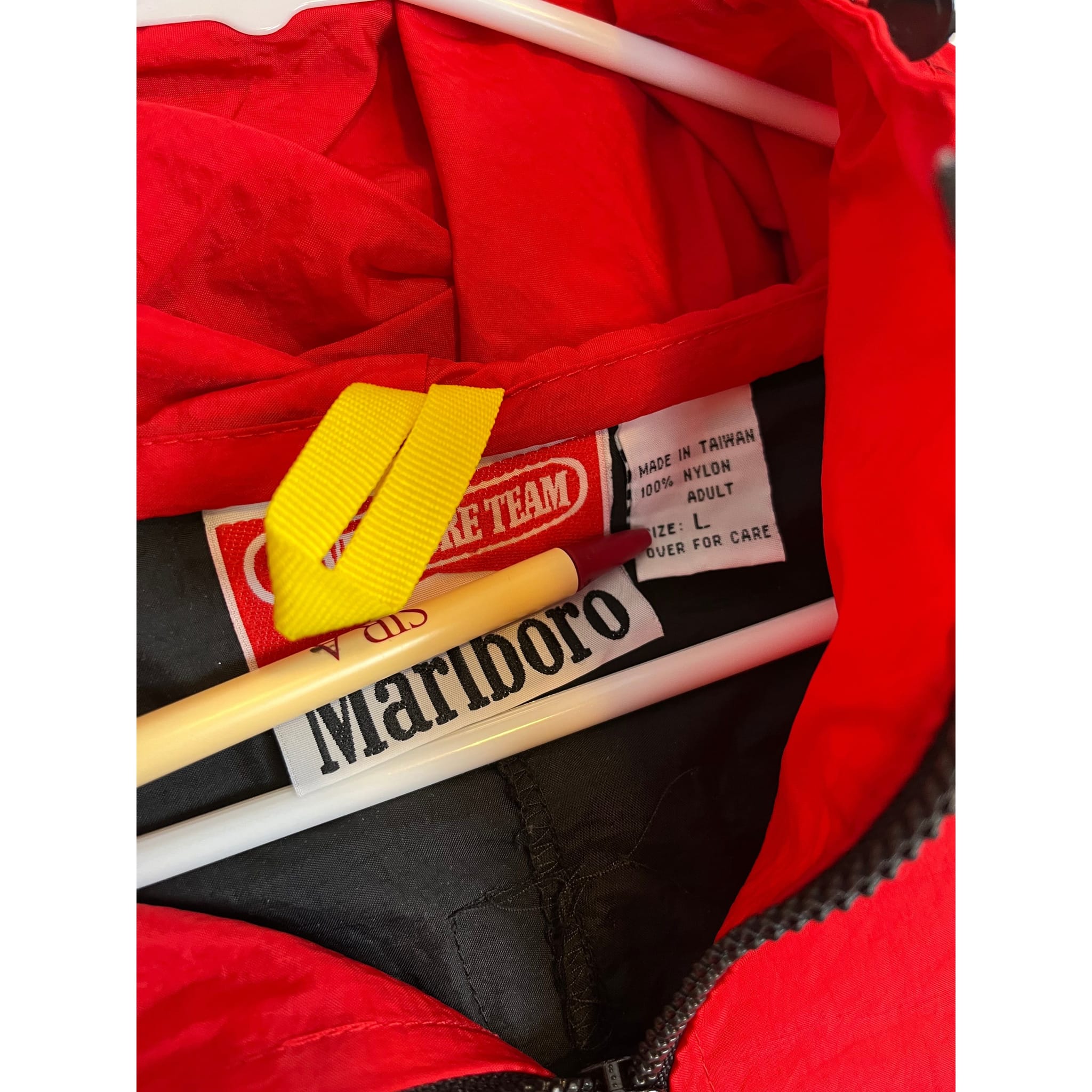 337806 (90s) Marlboro Cigarettes Packable Windbreaker w/ Hood