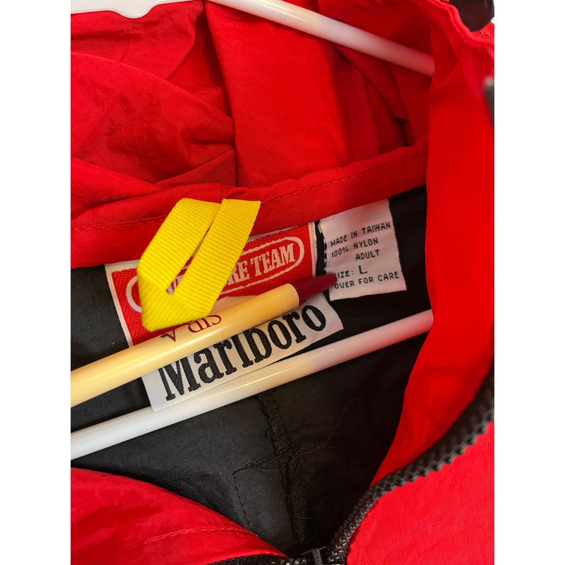 (90s) Marlboro Cigarettes Packable Windbreaker w/ Hood