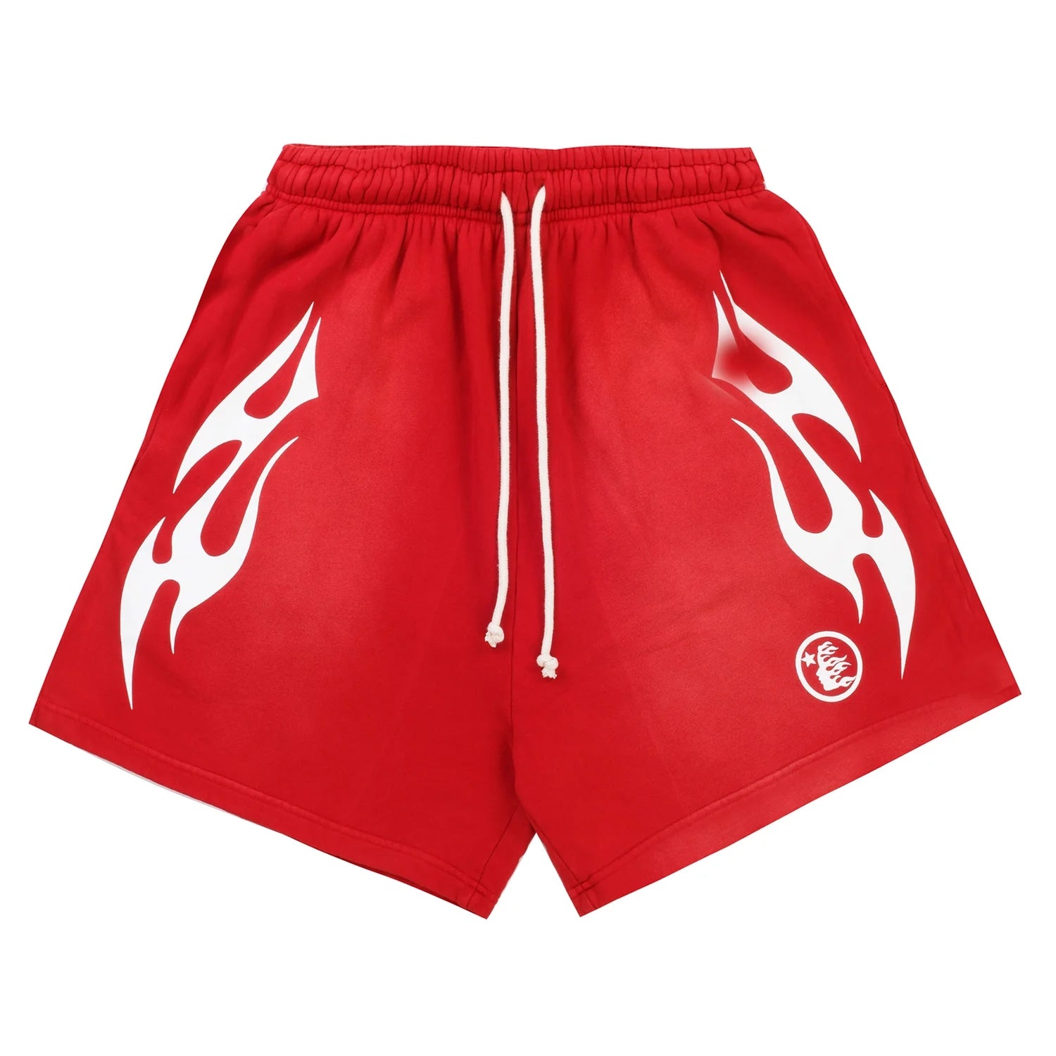 573632 Hellstar Flame Shorts Red White