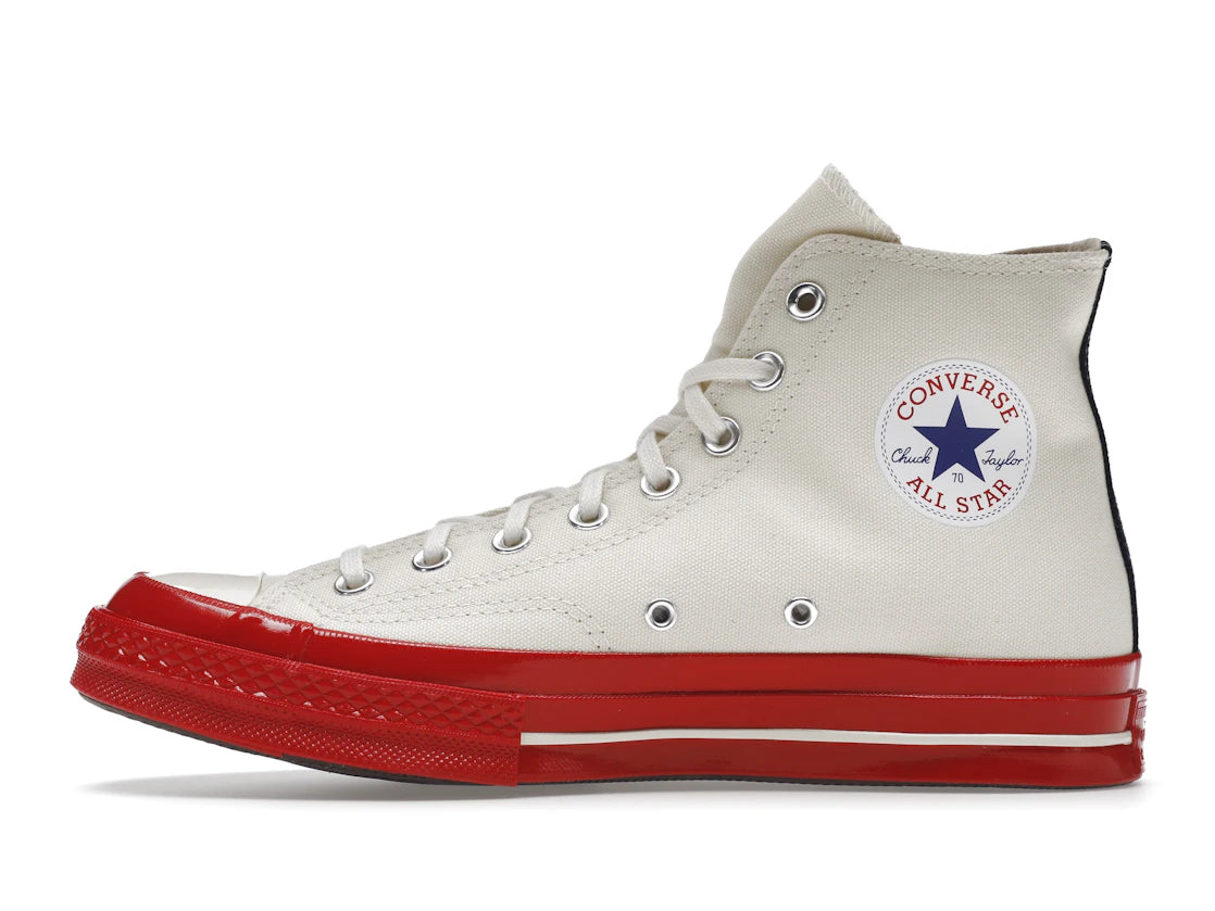588917 Comme des Garcons PLAY Converse Chuck Taylor All Star 70 Hi Egret Red Midsole