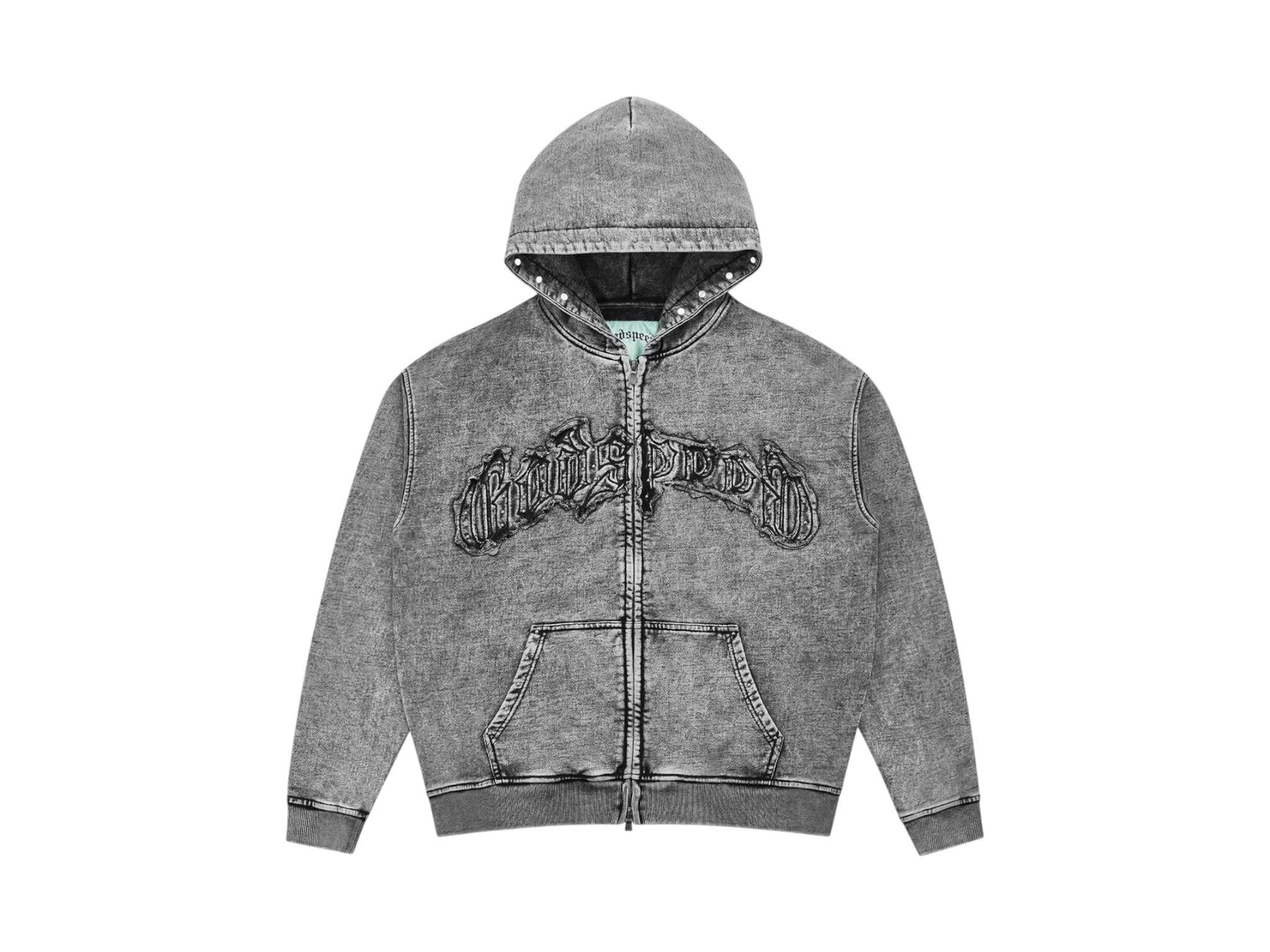 822567 Godspeed Symmetric Studded Hoodie Acid Wash