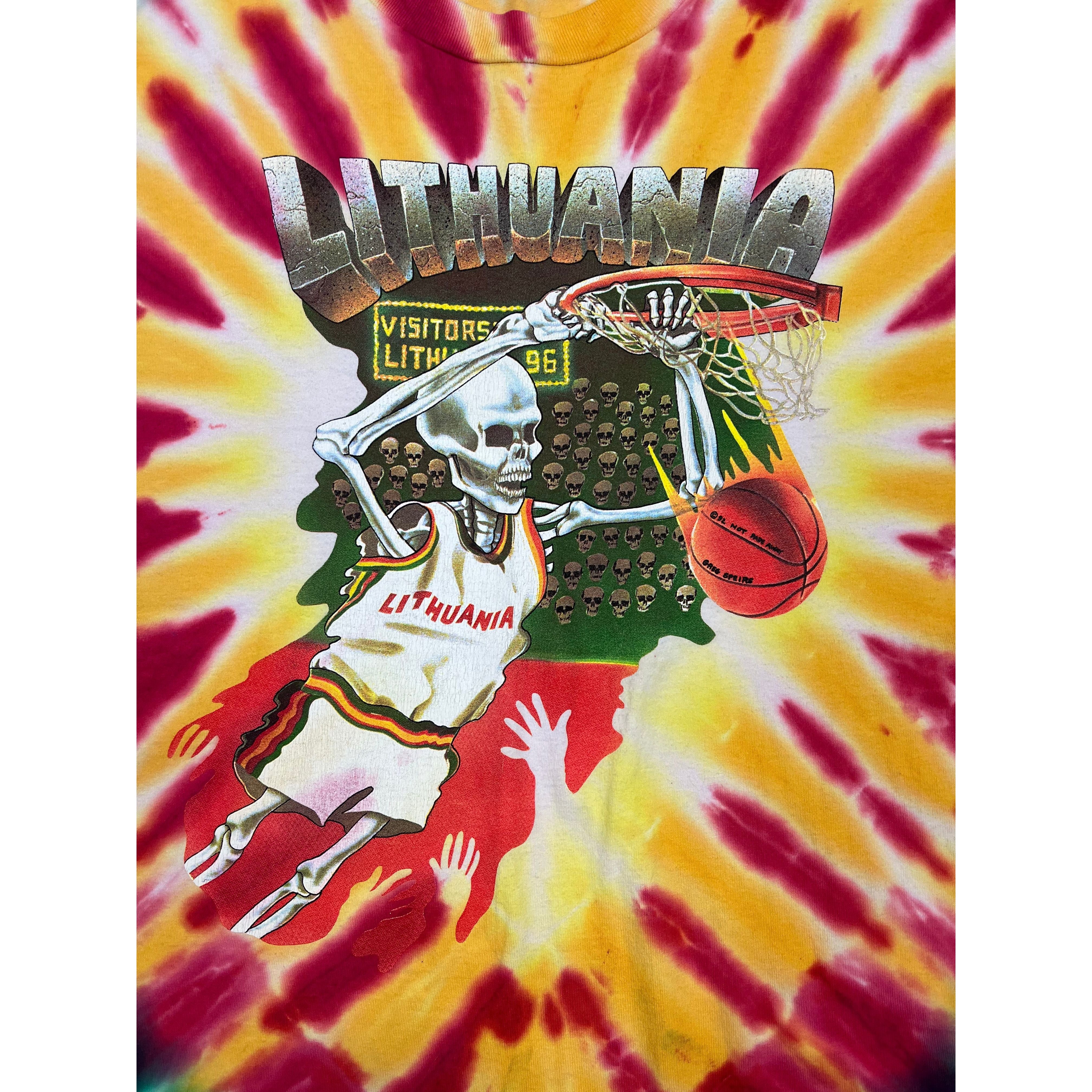 264694 (1992) Lithuania Olympic Basketball Bronze Medal Tie Dye T-Shirt
