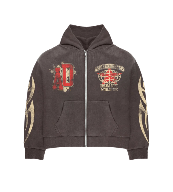 776195 Awoken Dreams Mocha Varsity Zip Hoodie