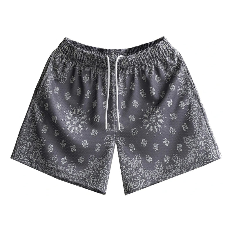 SCREENPRINTED PAISLEY GREY SHORTS